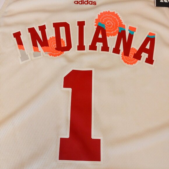 Adidas Indiana Hoosiers Basketball Jersey #1 Mens Size L Black Excellence Cream - Picture 6 of 9